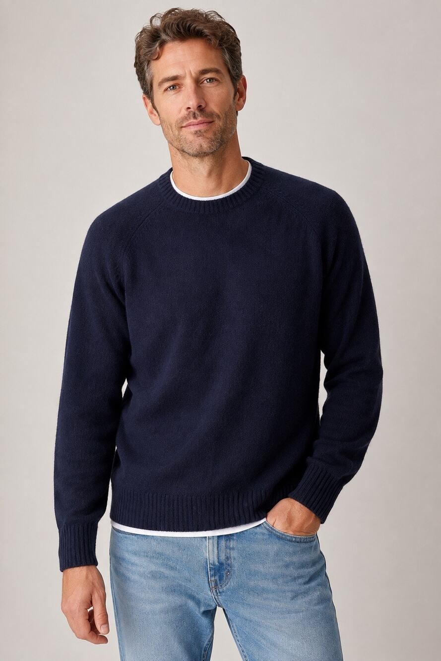 J.Crew Factory Supersoft Lambswool Blend Crewneck Sweater Navy Men’s XL